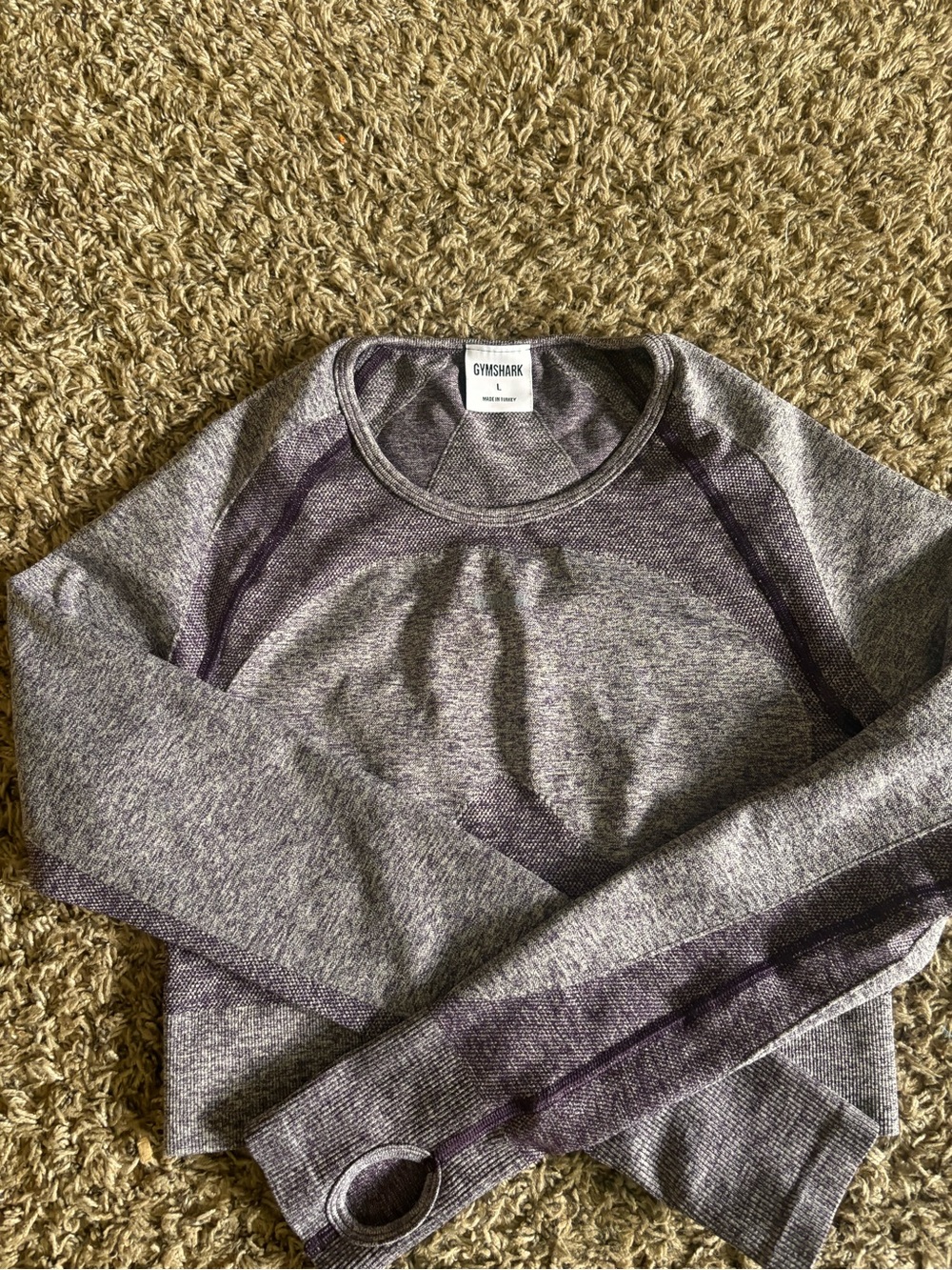 Gymshark Gray Seamless Long Sleeve Top with Darker Accents